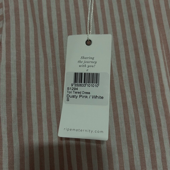 PINK/WHITE STRIPED- SMALL MATERNITY DRESS- RIPE MATERNITY- BRAND NEW W TAGS - Picture 6 of 6